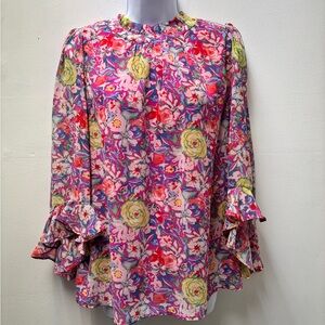 Floral Ruffle Sleeve Women's Top Jodifl